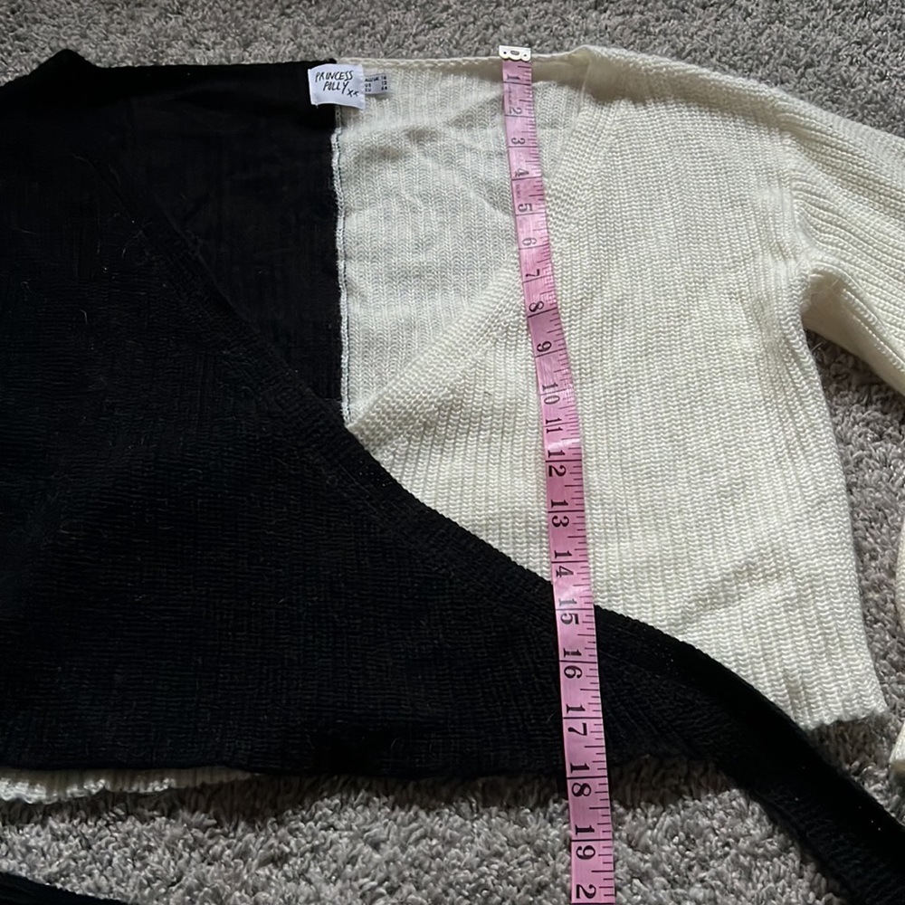 Princess Polly Black White Wrap Sweater